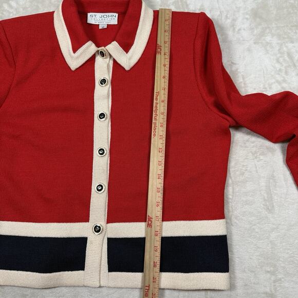 VTG St. John Collection Blazer Red Santana Knit Women's Size 10 Buttons USA - Picture 8 of 8